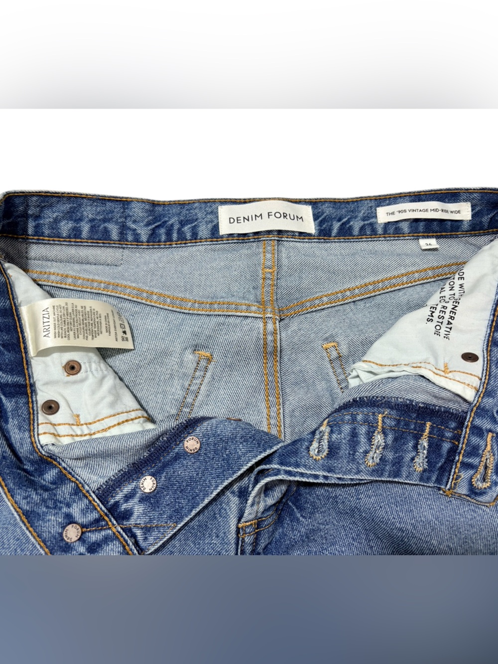 Denim Forum The ’90s Vintage Mid-Rise Wide Jeans 26 - Picture 3 of 9